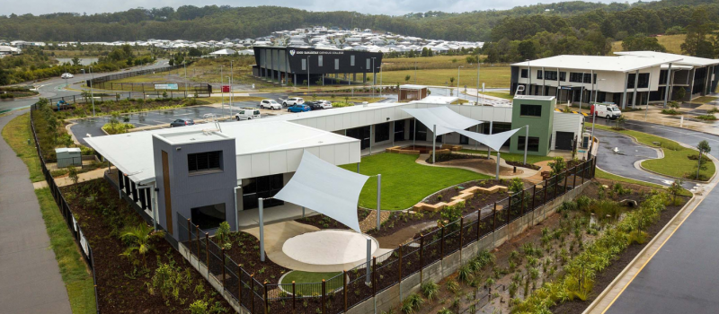 Aerial view of Good Samaritan College, where Huff Group delivered the electrical and digital backbone for the school’s expansion